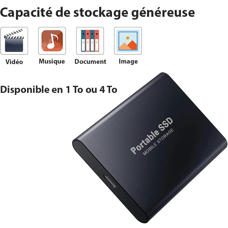 Disque Dur Externe SSD Ultra-Rapide - Stockage Compact et Haute Capacité