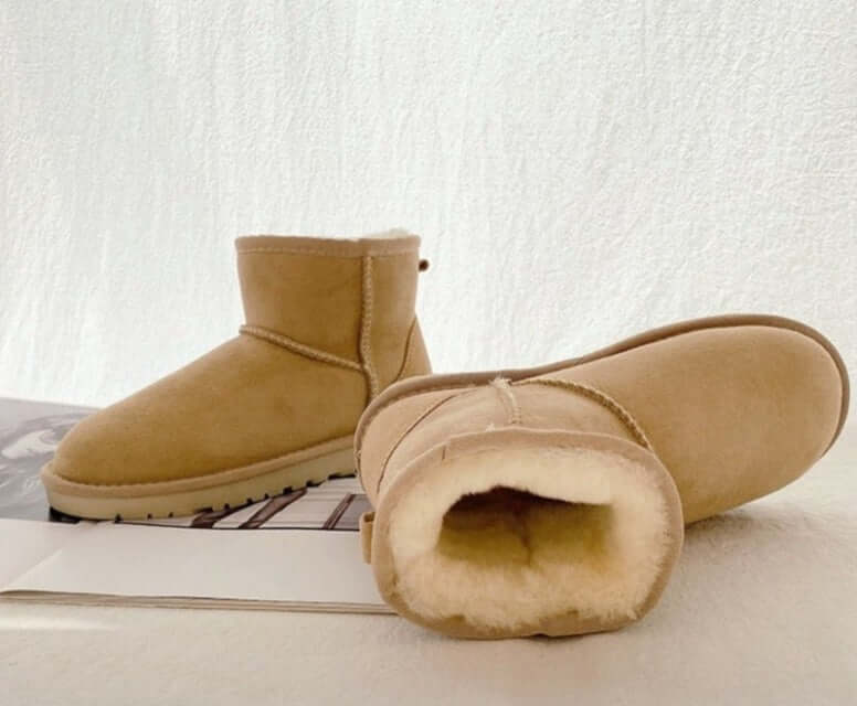 Bottes d’Hiver à Cheville en Simili Daim avec Doublure Chaude