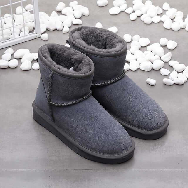 Bottes d’Hiver à Cheville en Simili Daim avec Doublure Chaude