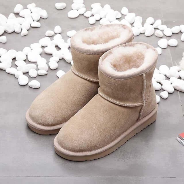 Bottes d’Hiver à Cheville en Simili Daim avec Doublure Chaude