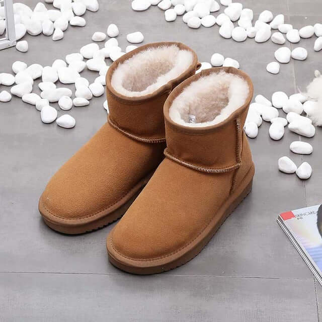 Bottes d’Hiver à Cheville en Simili Daim avec Doublure Chaude