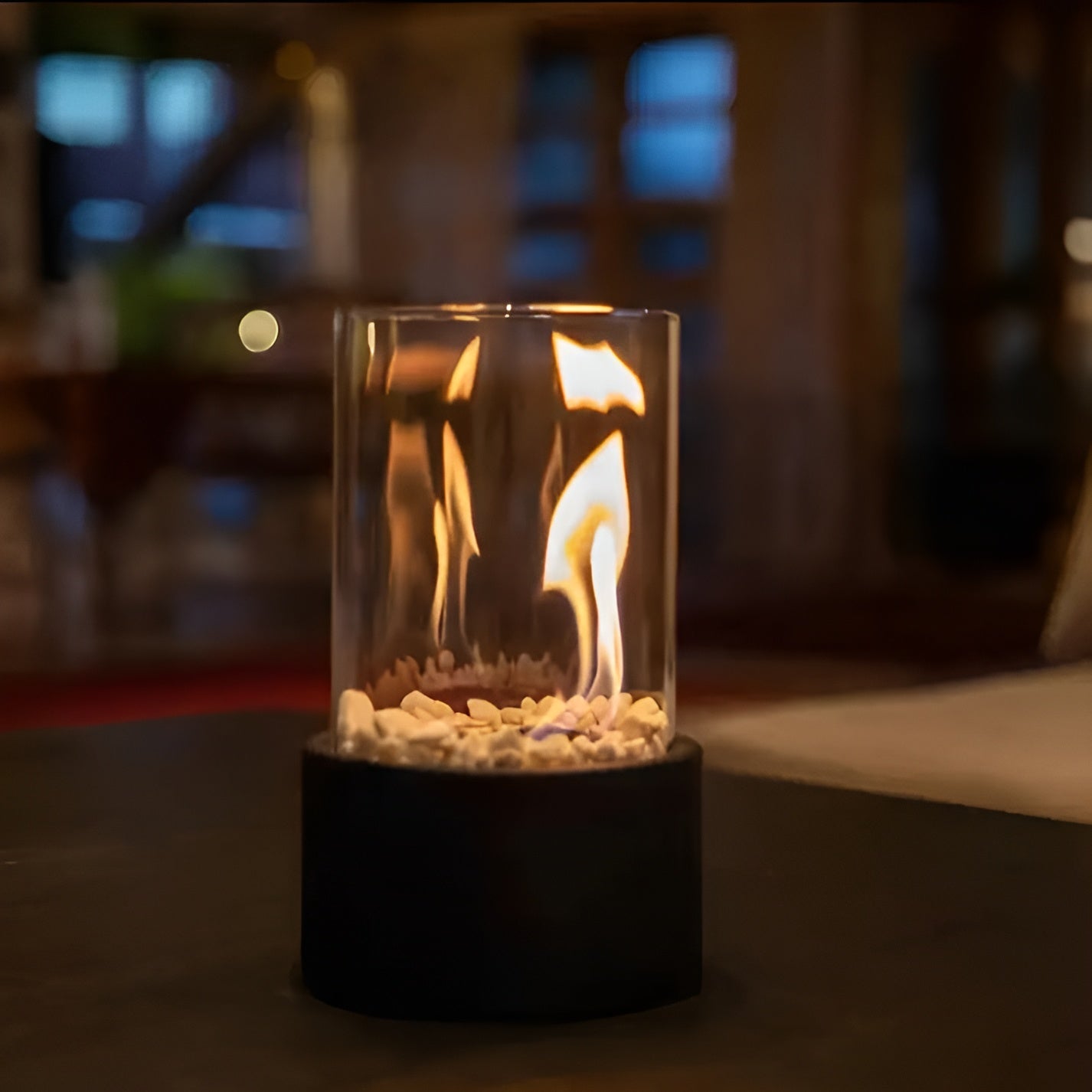 ElegantFire - Table à Feu au Design Élégant avec Base en Métal Noir