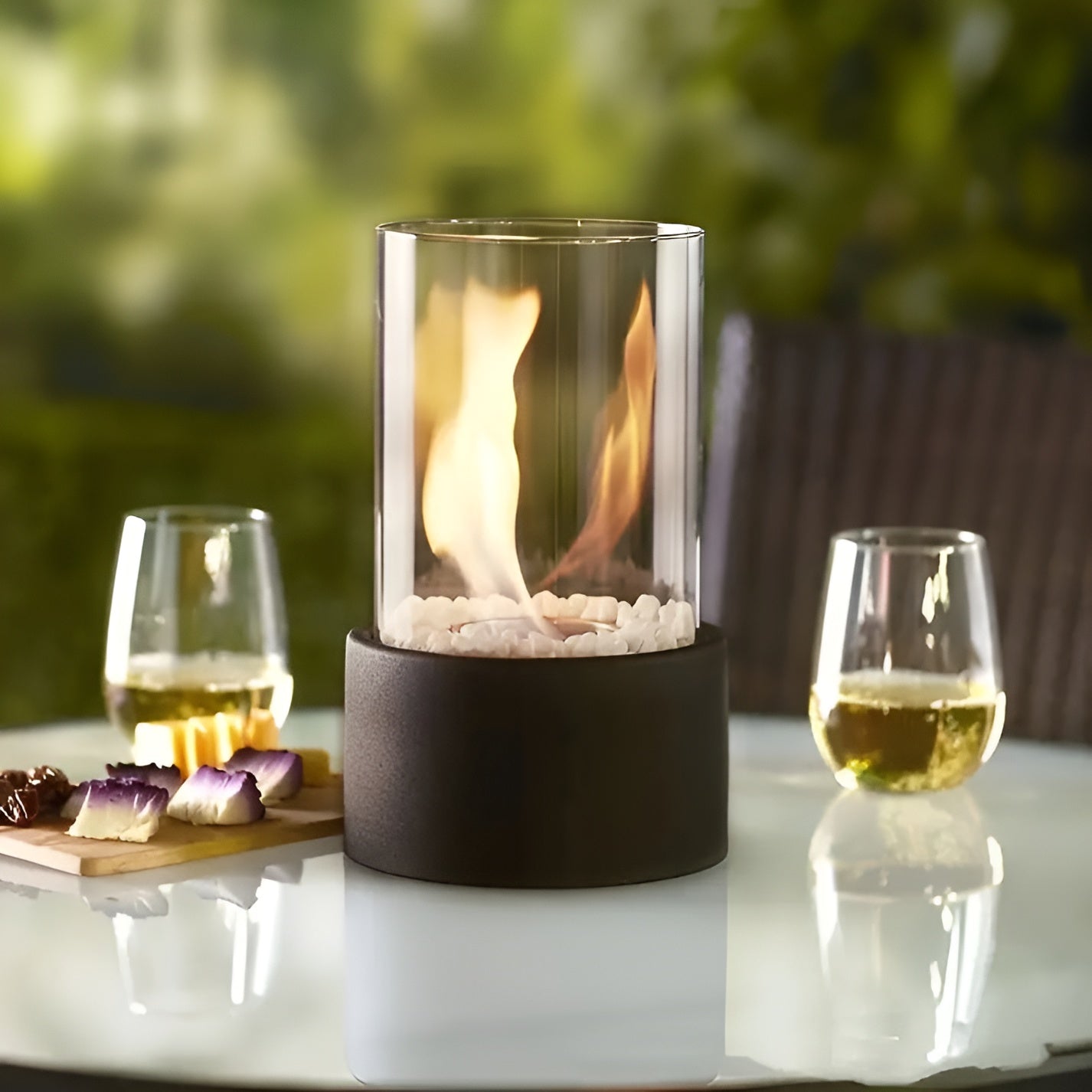 ElegantFire - Table à Feu au Design Élégant avec Base en Métal Noir