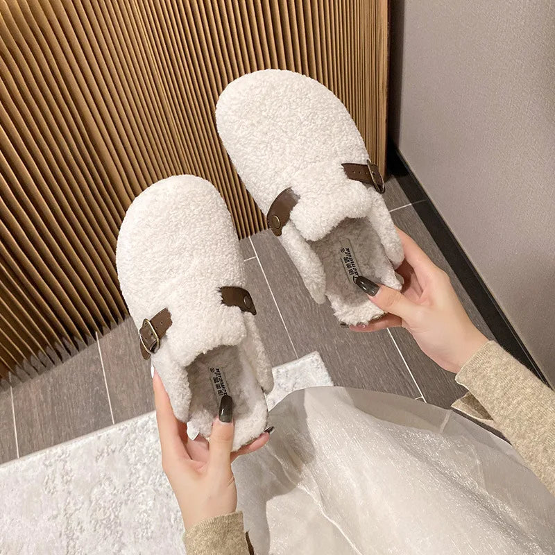 Chaussons Confortables en Peau de Mouton - Luxe et Chaleur pour l’Hiver