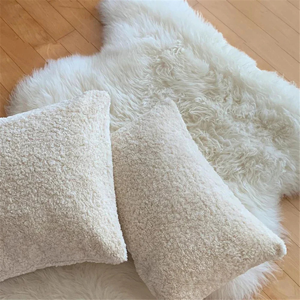 Kriomart - Housse de Coussin Teddy Blanche pour Canapé