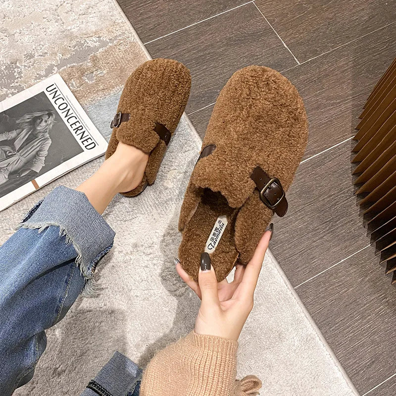 Chaussons Confortables en Peau de Mouton - Luxe et Chaleur pour l’Hiver