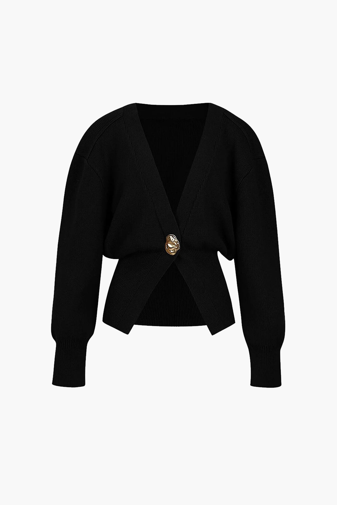 Cardigan Femme Élégant avec Bouton Doré - Confort et Style Intemporel