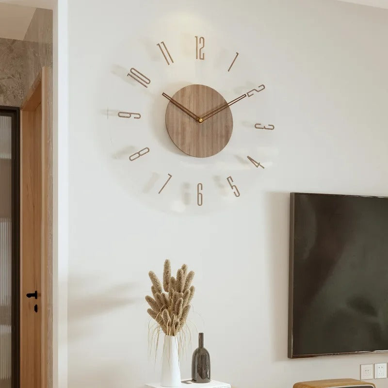 Horloge Murale Moderne en Bois – Design Minimaliste Scandinave, Silencieuse